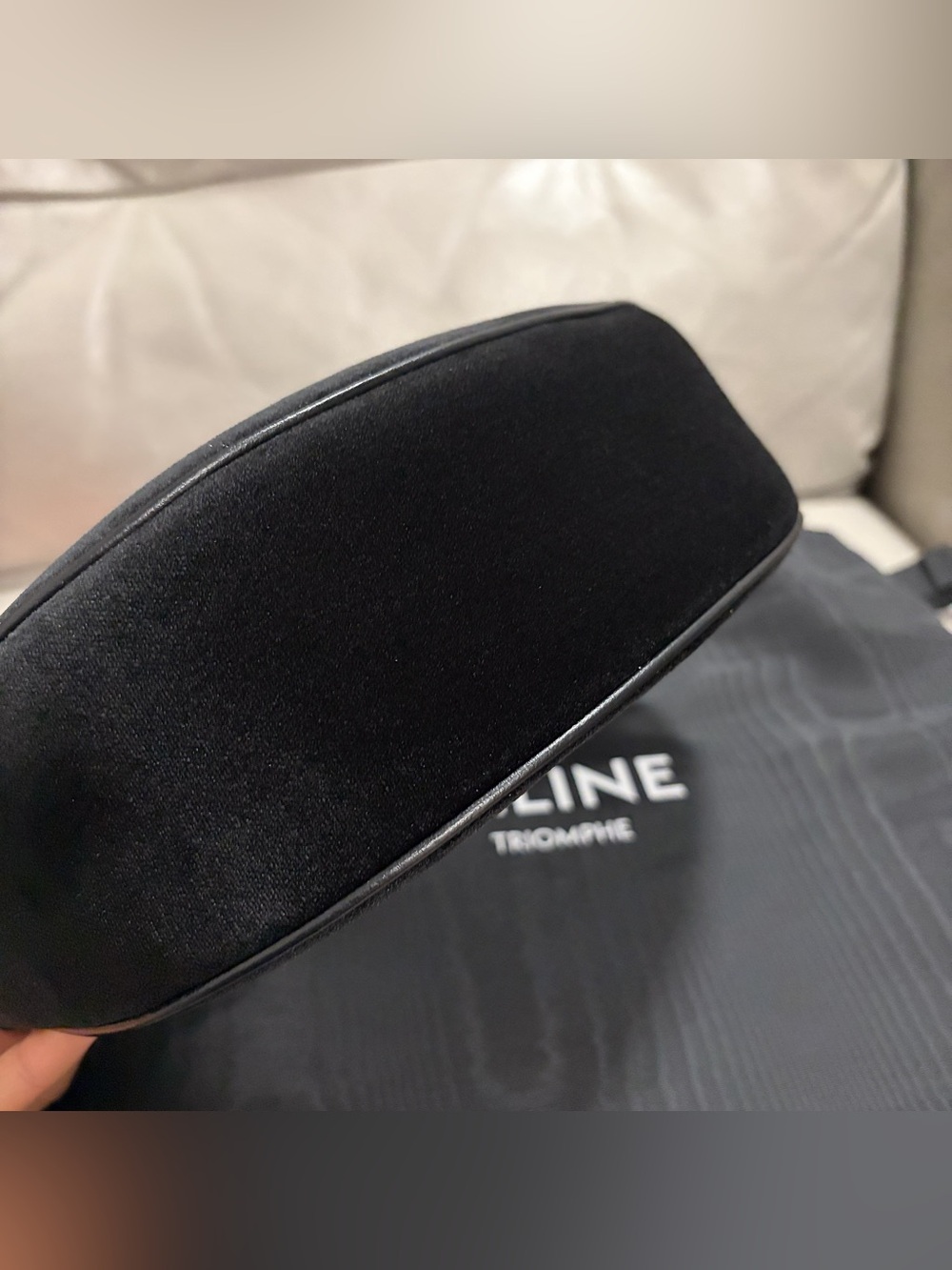 Celine Ava Triomphe Strass Velvet Shoulder Bag - Picture 7 of 11
